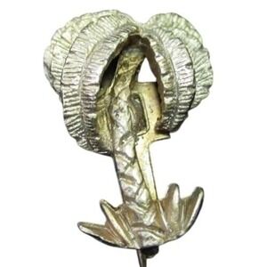 Tiny Vintage Designer Signed Roma Tropical Gold Plated PALM TREE Pin Brooch